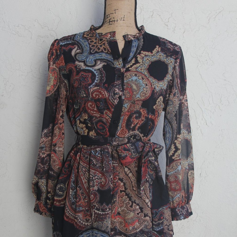 3/$30 Zara Print Dress Black Babydoll